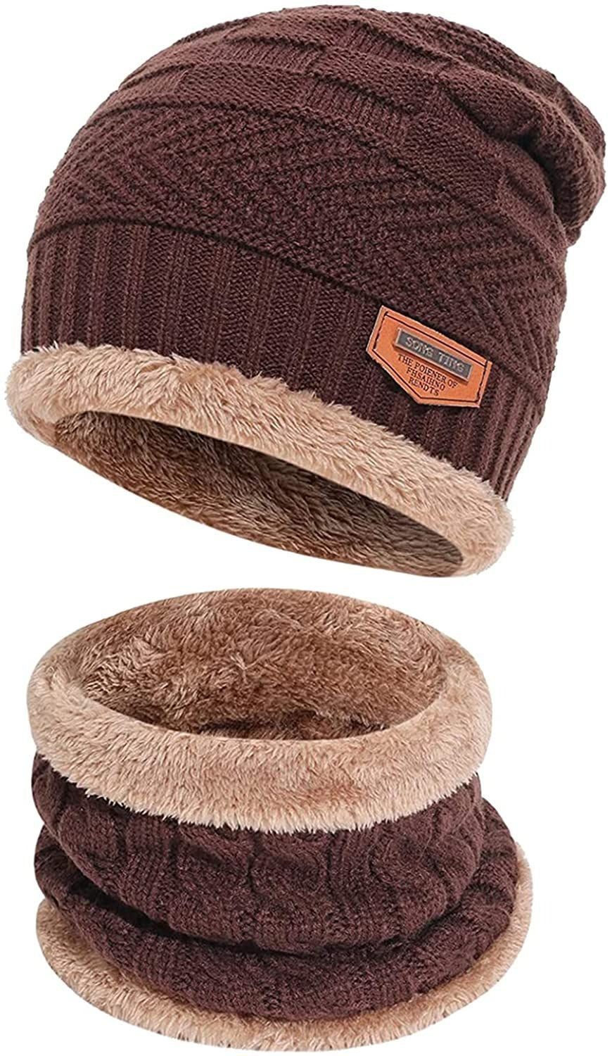 Wool cap with neck warmer for men women