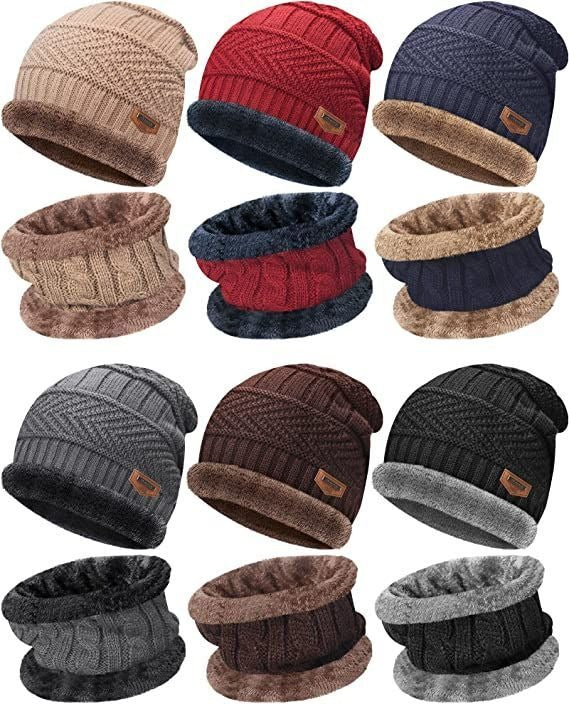 Wool cap with neck warmer for men women